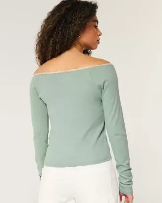 Tricou grafic San Diego, fără umăr, cu dantelă