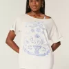 Tricou grafic supradimensionat cu umeri Tricou grafic supradimensionat cu umeri