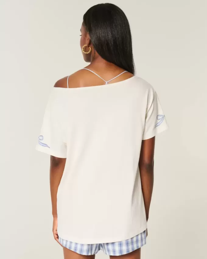 Tricou grafic supradimensionat cu umeri Tricou grafic supradimensionat cu umeri