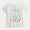Tricou grafic supradimensionat cu umeri Tricou grafic supradimensionat cu umeri