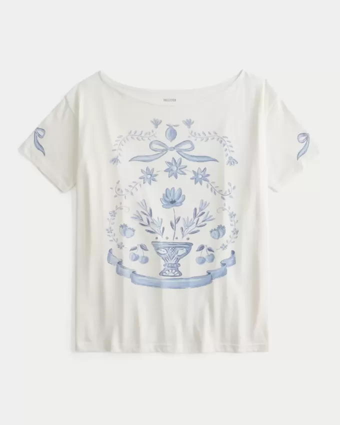 Tricou grafic supradimensionat cu umeri Tricou grafic supradimensionat cu umeri