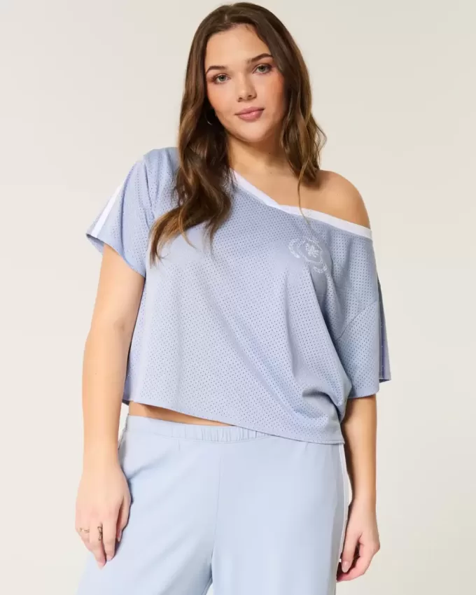 Tricou grafic supradimensionat, fără umeri Tricou grafic supradimensionat, fără umeri