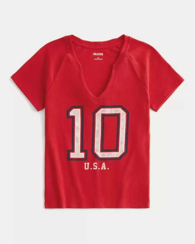 Tricou pentru bebeluși cu grafic SUA cu decolteu ușor Tricou pentru bebeluși cu grafic SUA cu decolteu ușor