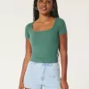 Tricou pentru bebeluși cu gât pătrat cu nervuri Tricou pentru bebeluși cu gât pătrat cu nervuri