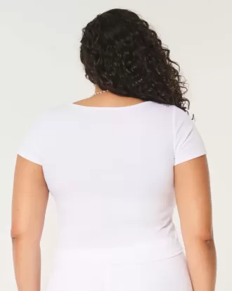 Tricou pentru bebeluși cu gât pătrat cu nervuri
