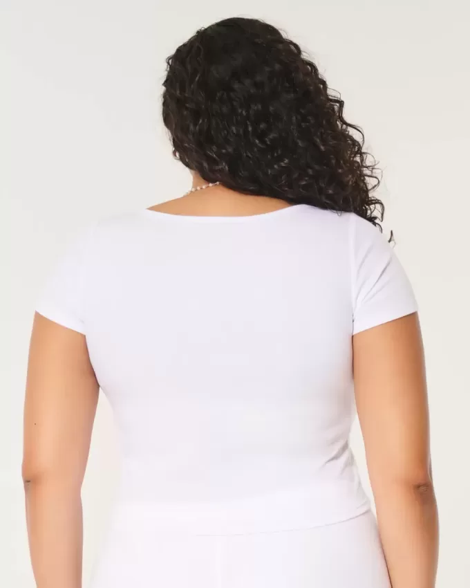 Tricou pentru bebeluși cu gât pătrat cu nervuri Tricou pentru bebeluși cu gât pătrat cu nervuri