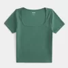 Tricou pentru bebeluși cu gât pătrat cu nervuri Tricou pentru bebeluși cu gât pătrat cu nervuri