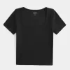Tricou pentru bebeluși cu gât pătrat cu nervuri Tricou pentru bebeluși cu gât pătrat cu nervuri