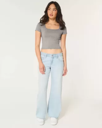 Tricou pentru bebeluși cu gât pătrat din țesătură moale, fără cusături