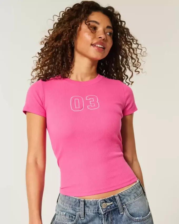Tricou pentru bebeluși cu numere cu nervuri Tricou pentru bebeluși cu numere cu nervuri
