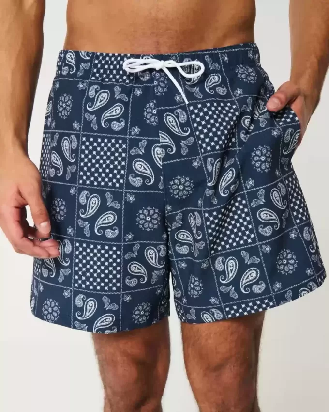 Trunchi de baie Seersucker Volley la mijlocul coapsei