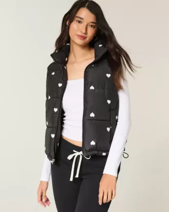 Vestă pufă cu model de inimă