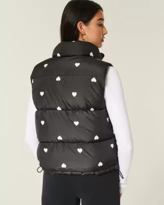 Vestă pufă cu model de inimă