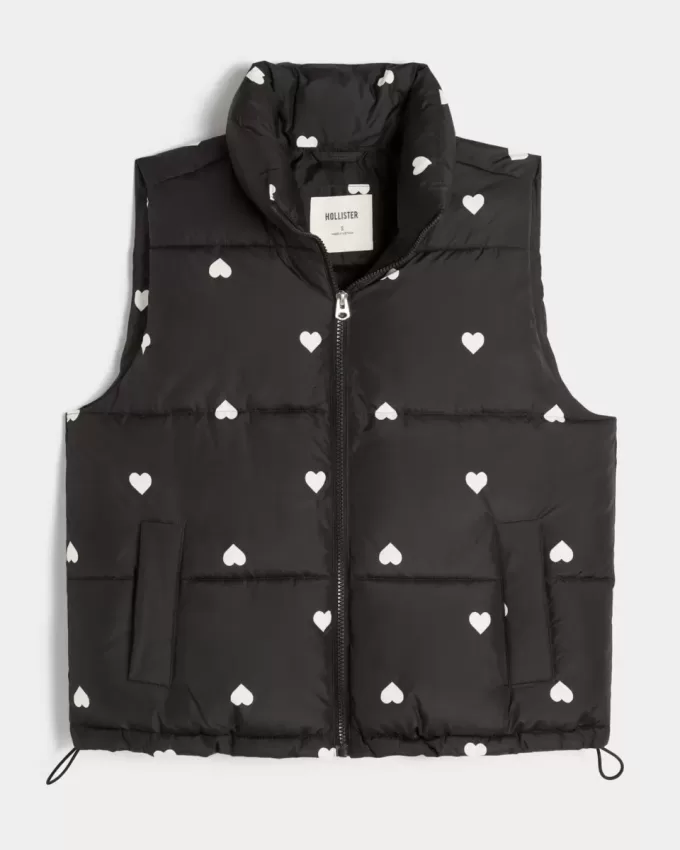 Vestă pufă cu model de inimă Vestă pufă cu model de inimă